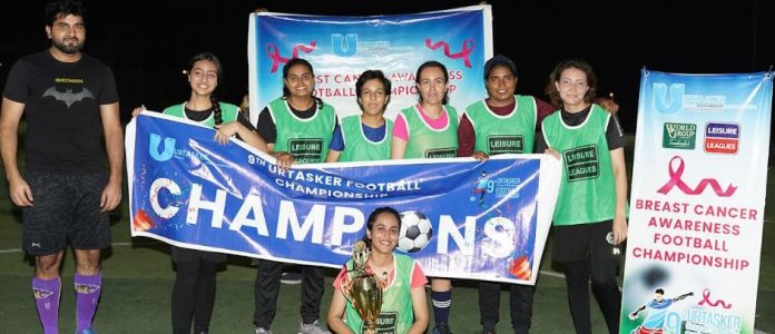 Urtasker female team wins breast cancer awareness football match