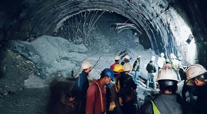 Indian rescuers battle for third day to free 40 trapped tunnel workers