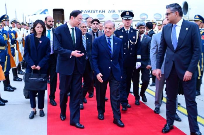 Prime Minister Shehbaz Sharif arrives in Beijing for high-level bilateral talks