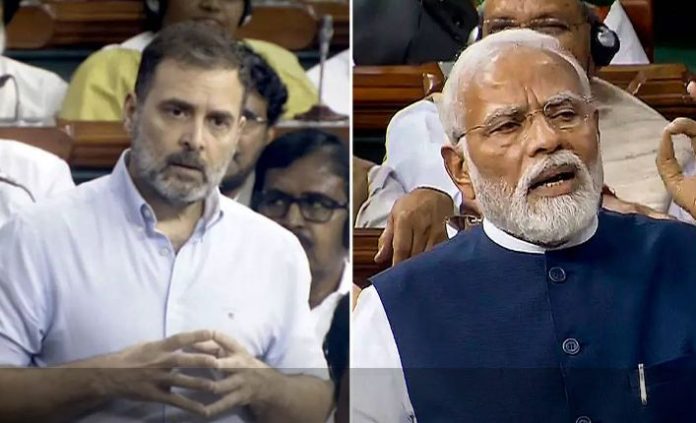 Rahul Gandhi and Narendra Modi heated debate in parliament