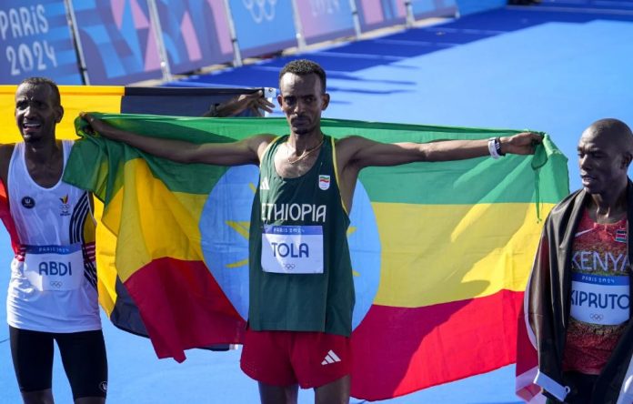 Ethiopian runner Tamirat Tola wins men’s marathon at Paris Olympics to end Kenya dominance