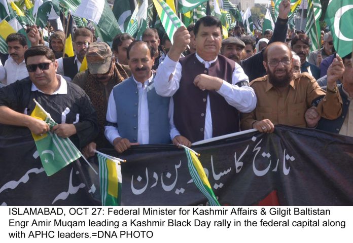 Maqam leads rally on Kashmir Black Day, urges UN to fulfill promise