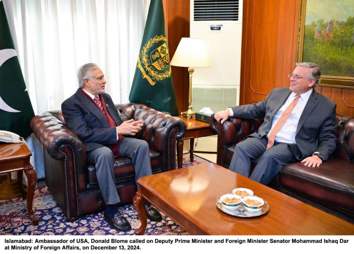 US Ambassador meets Deputy PM Ishaq Dar in Islamabad