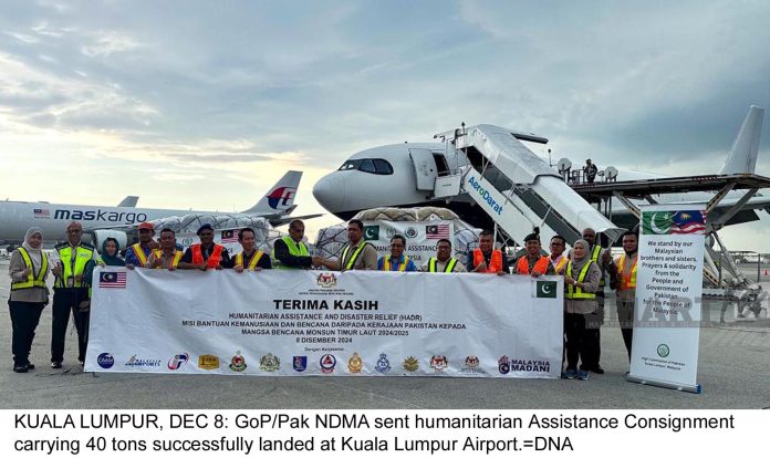 NDMA’s first 40-ton consignment departs for Malaysia’s flood victims