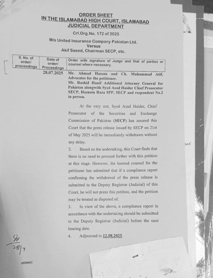 SECP reverses unlawful action to avoid contempt of court
