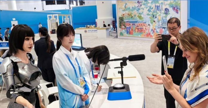 Robots highlighted at media center for SCO Summit 2025 in Tianjin