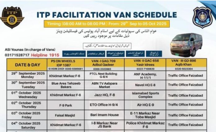 ITP Facilitation Vans to serve citizens across Capital from Sept 29 to Oct 5