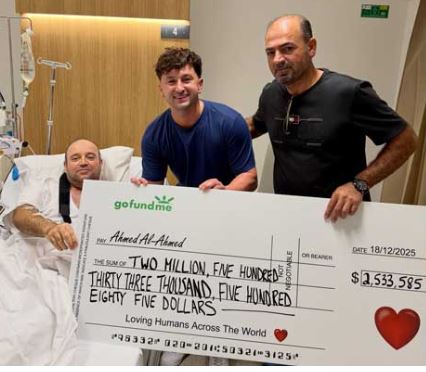 7 Australia's 'Bondi hero' handed $1.65m collected from fundraising