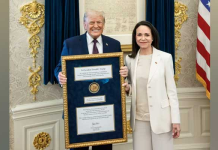 Trump accepts Nobel medal from Venezuelan opposition leader Machado