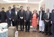 Chairman Senate lauds role of outgoing Italian envoy Chairman Senate Syed Yousaf Raza Gilani, Luqman Ali Afzal, and Italian Ambassador at Monal Group farewell dinner in Islamabad
