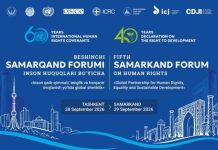 “5th Samarkand Forum on Human Rights” to convene in Uzbekistan on September 28–29th “5th Samarkand Forum on Human Rights” to convene in Uzbekistan on September 28–29th