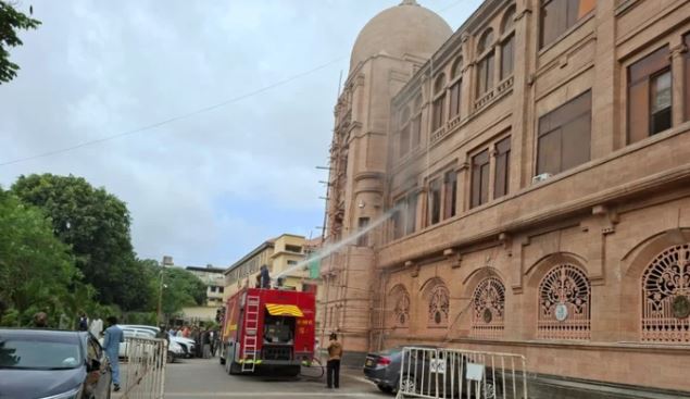 NEWS Karachi mayor's office completely gutted in fire at KMC building